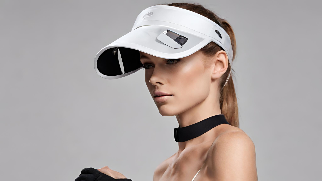 hook and loop systems visor worn by woman
