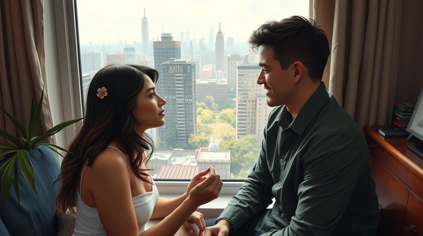 Image of Indian couple getting help with Gottman method in NYC online.