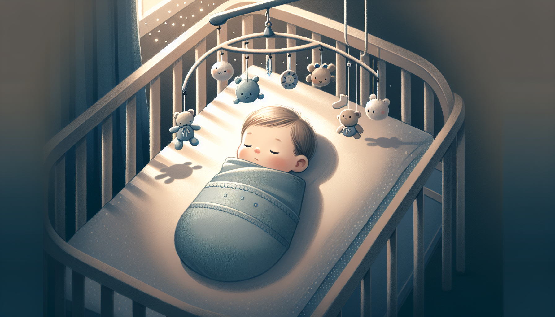 Illustration of a baby using a sleep sack for bedtime