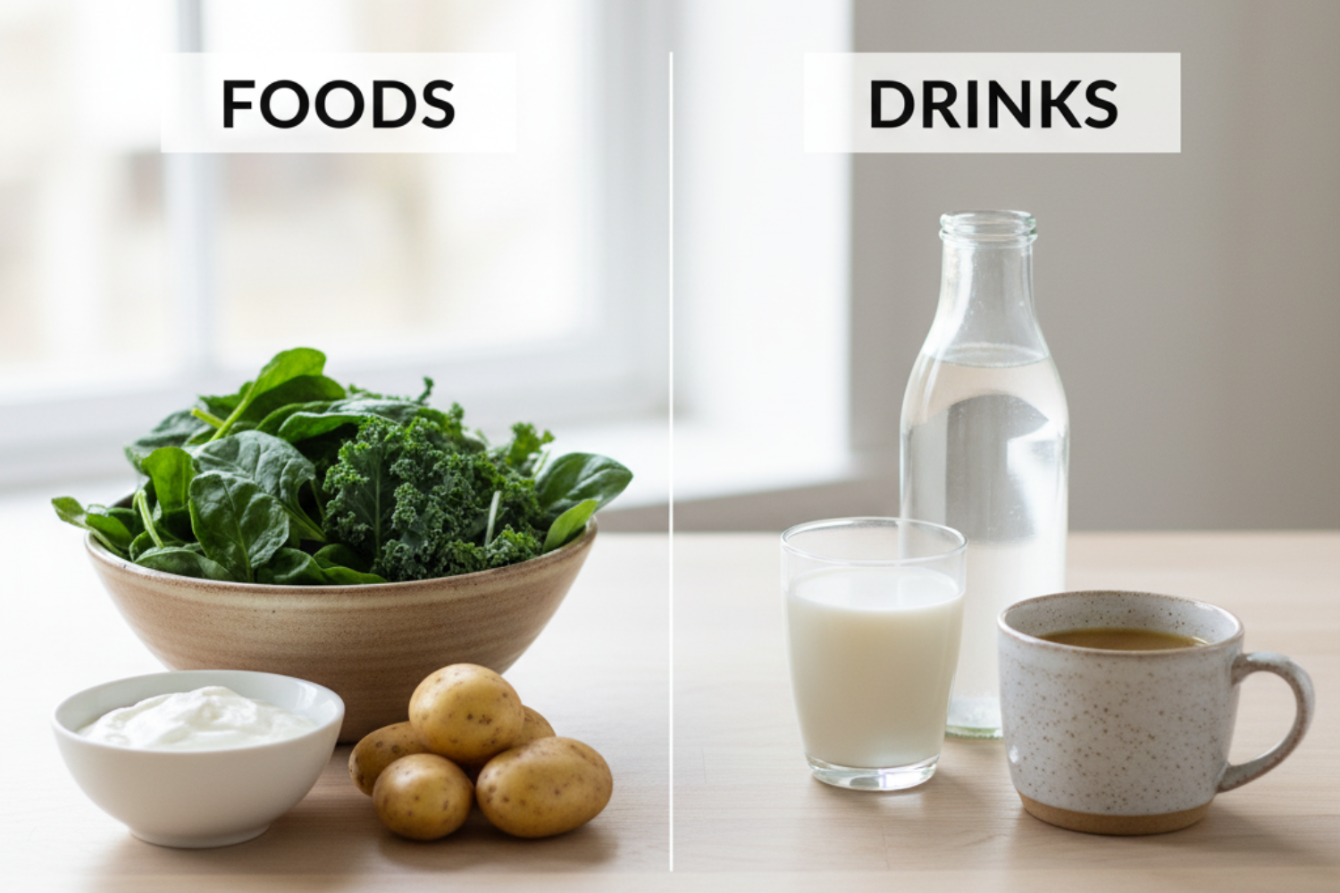 Foods and drinks natural sources of electrolytes.