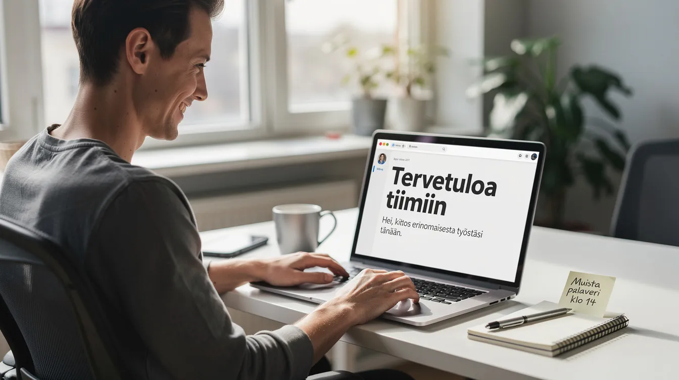 Yrittäjä hoitaa taloushallinnon rutiineja kannettavalla tietokoneella toimistossa.