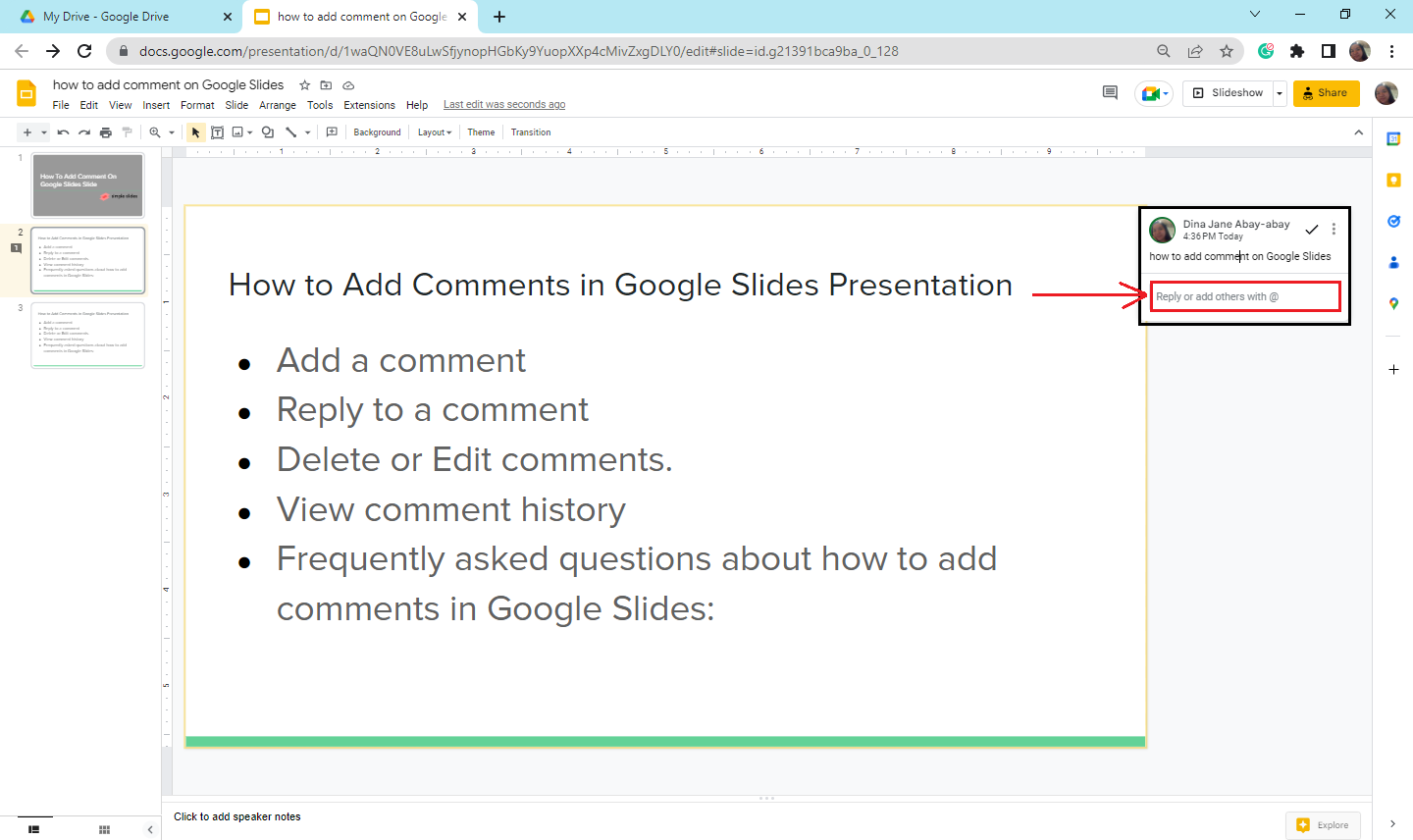 How To Add A Comment On Google Slides