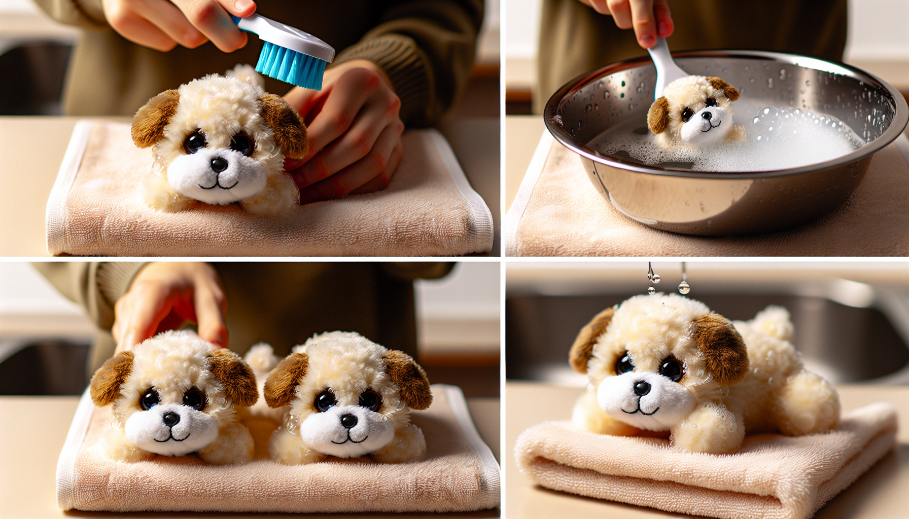 Caring for a plush puppy - cleaning and drying