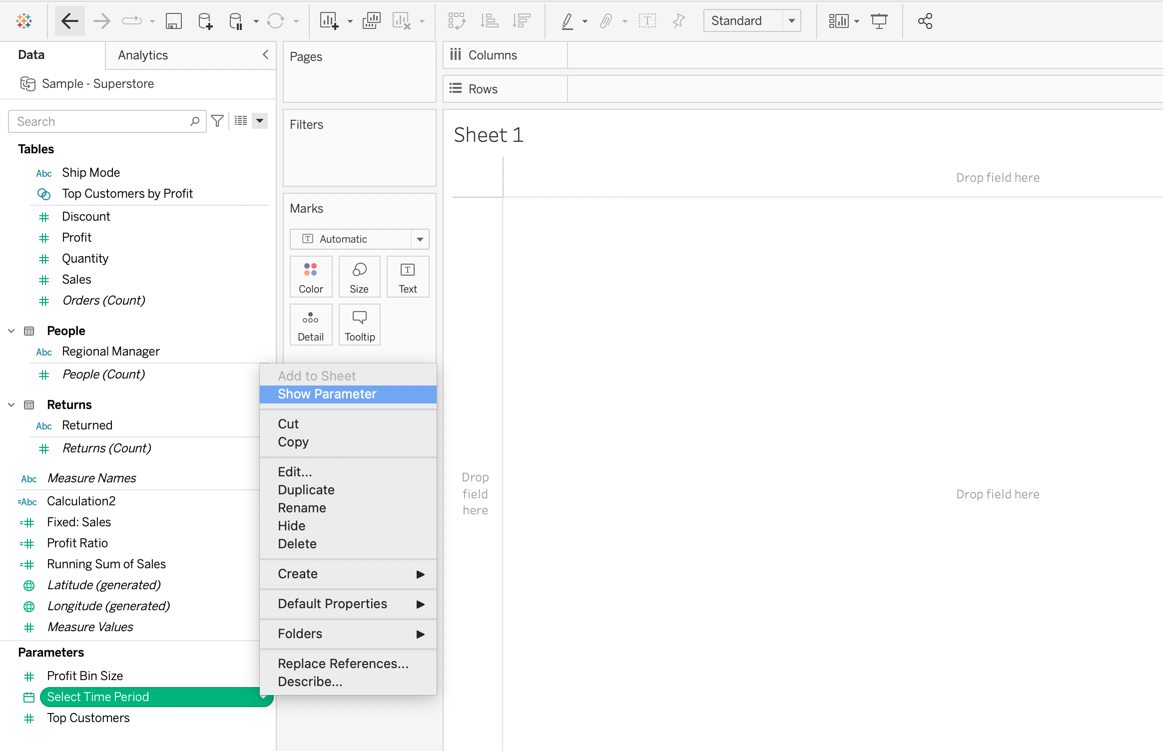 Bring parameter control to the dashboard