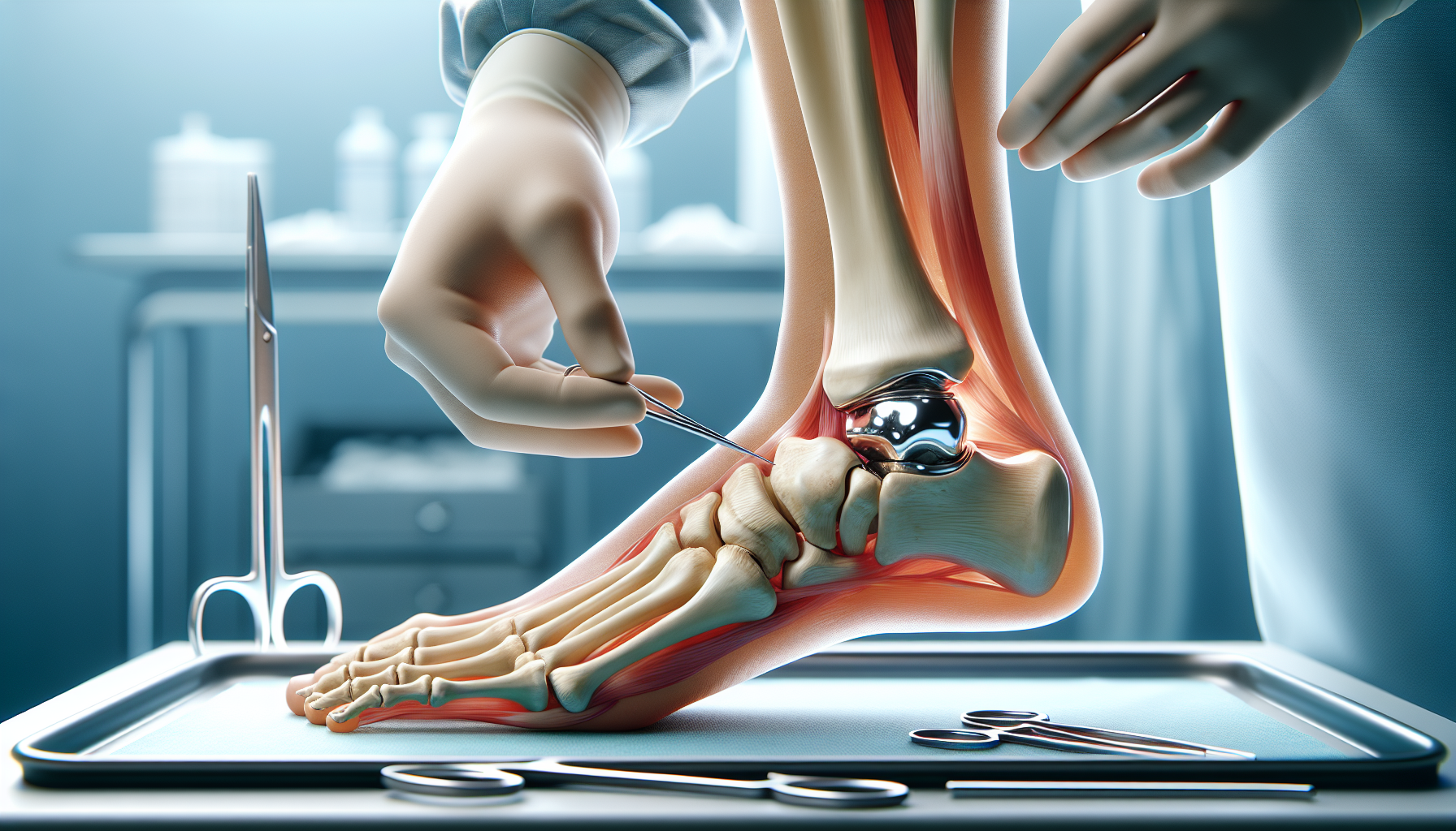 Illustration of joint replacement surgery for midfoot arthritis