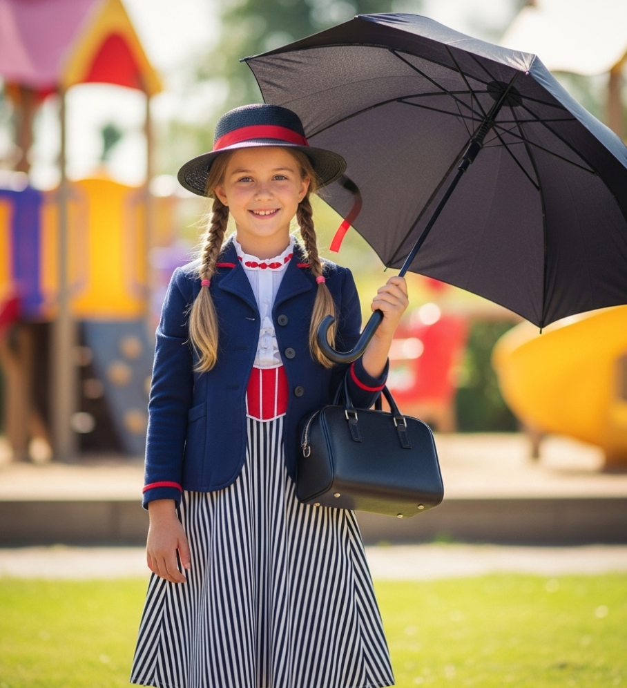 What could be more suitable than a day in the life of Mary Poppins, Mary Popping Halloween Costumes for kids