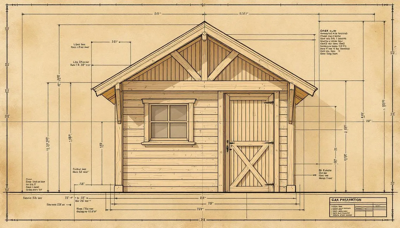 A completed oak garage kit ready for installation.