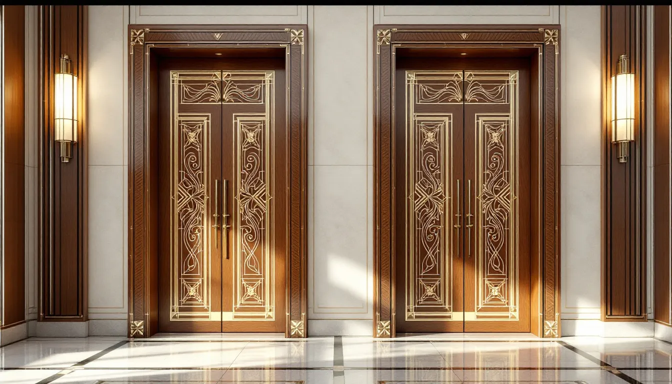 Beautifully designed art deco interior doors featuring geometric patterns and intricate designs.