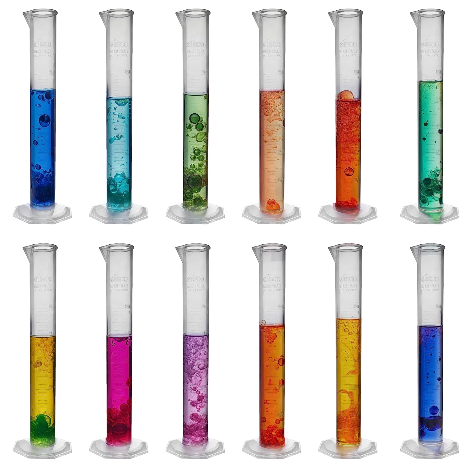 Various 50 ml graduated cylinders