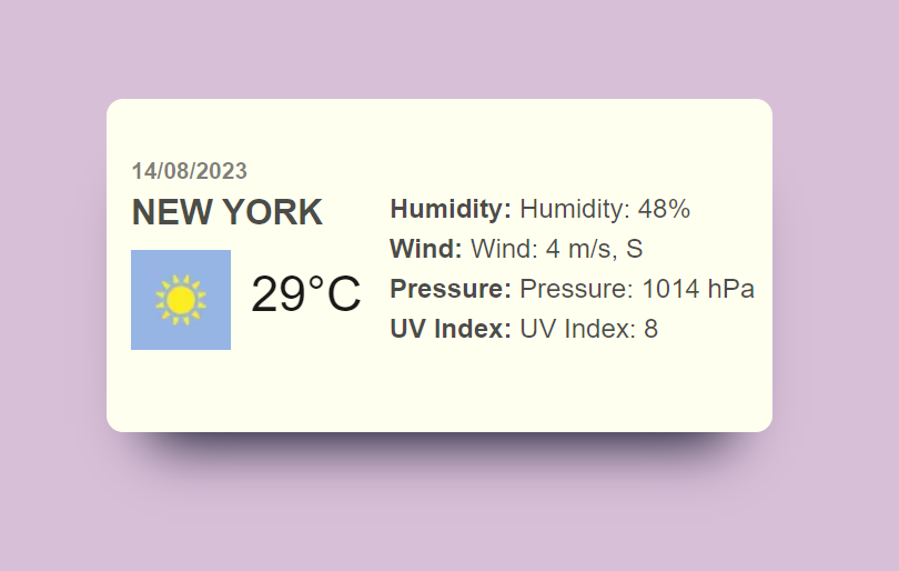 weather dashboard for new york