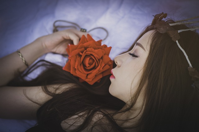 girl, sleep, rose