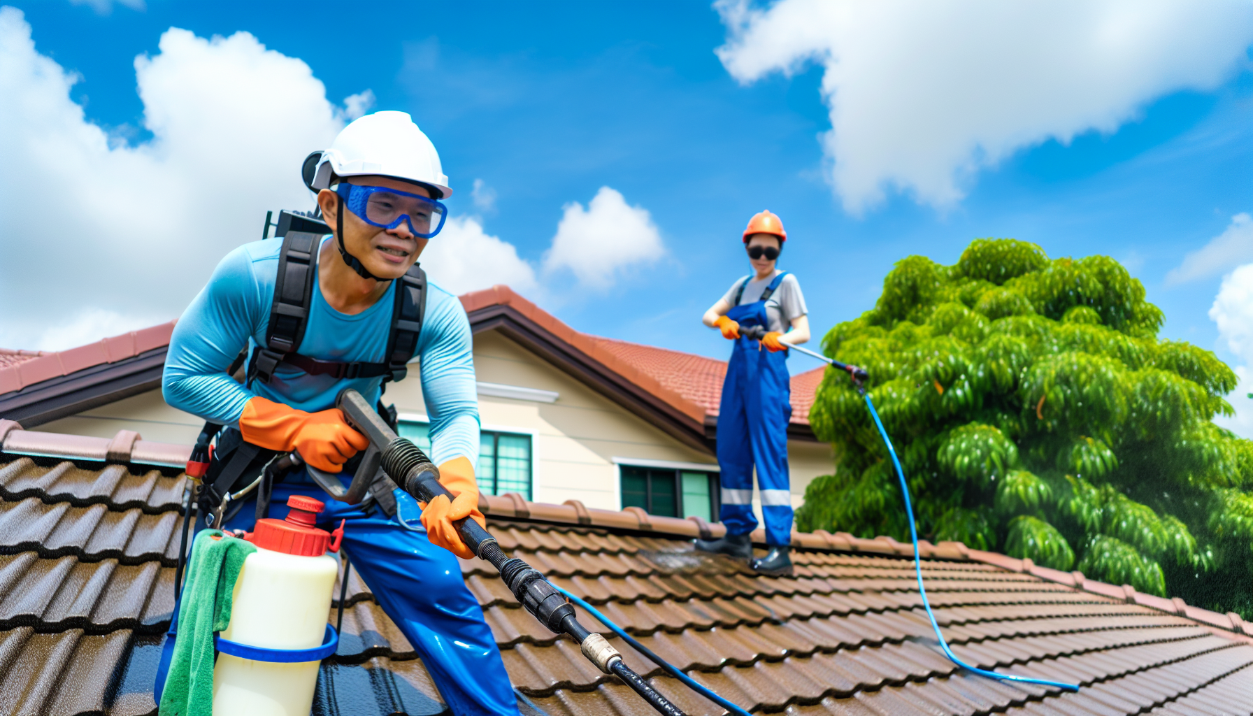 Professional roof cleaning equipment and expertise