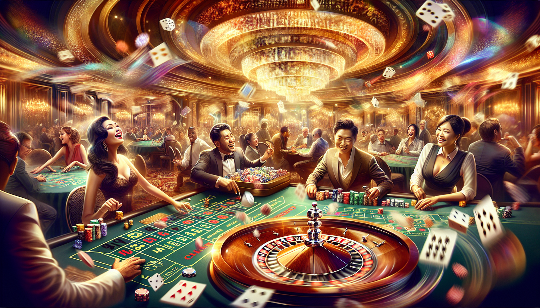 Le Frisson du Casino en Direct : illustration de joueurs excités dans un casino