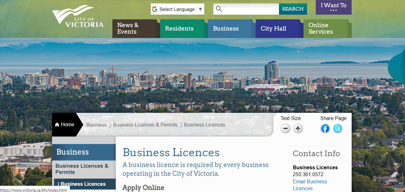 City of Victoria Business Licence