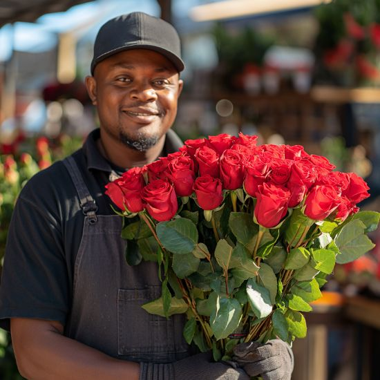 valentines flowers and hampers delivered in Cape Town with friendly delivery guys and red roses
