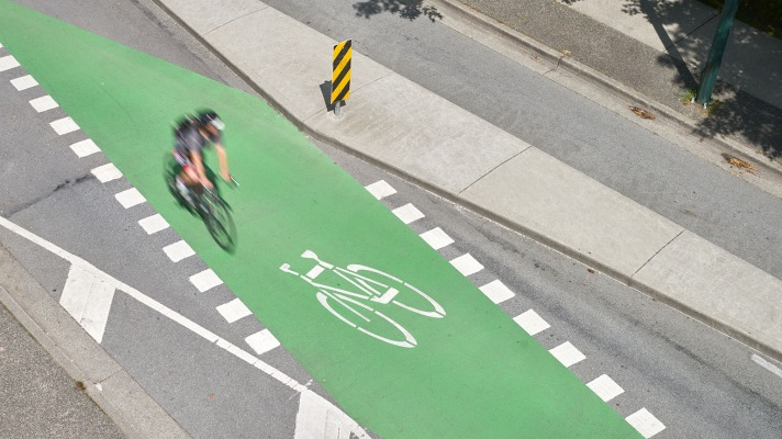 Protected bike lanes in Downtown Vancouver