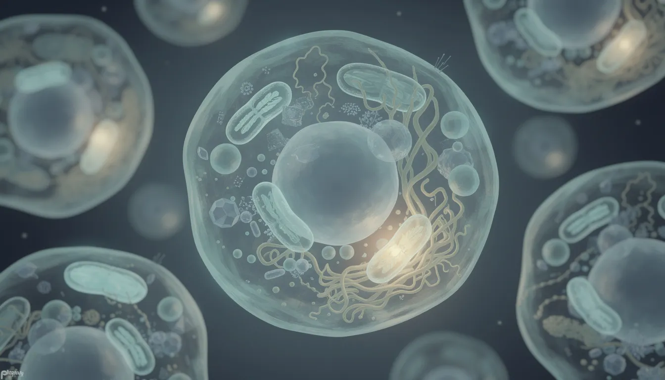 The image shows a microscopic view of cellular structures, highlighting mitochondria and red blood cells, which are crucial for energy production and overall cellular function. This detailed visualization is essential for understanding cellular processes related to aging, metabolic pathways, and the potential benefits of treatments like metformin in reducing age-related diseases and improving mitochondrial function.