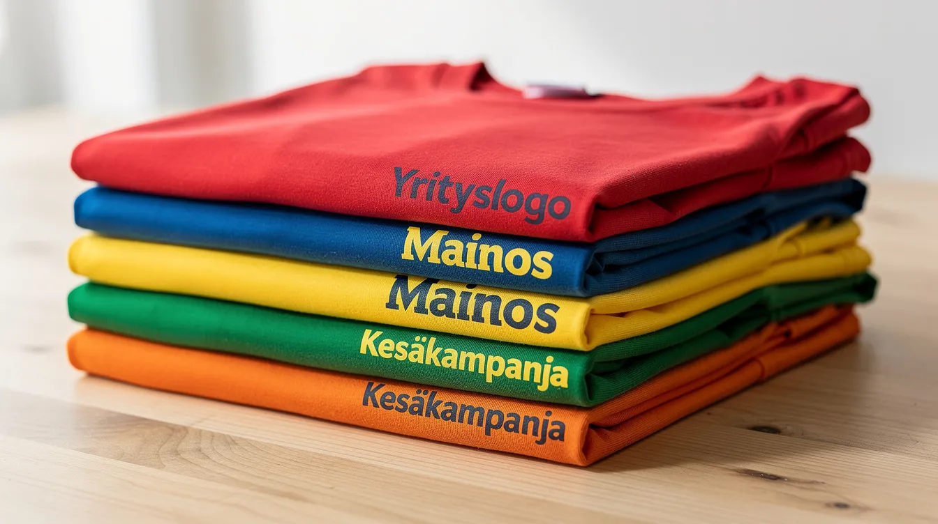 Pino v&auml;rikk&auml;it&auml; t-paitoja, joissa on logopainatus.