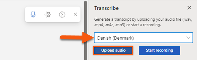 Sørg for, at sproget er indstillet korrekt, før du uploader din lyd