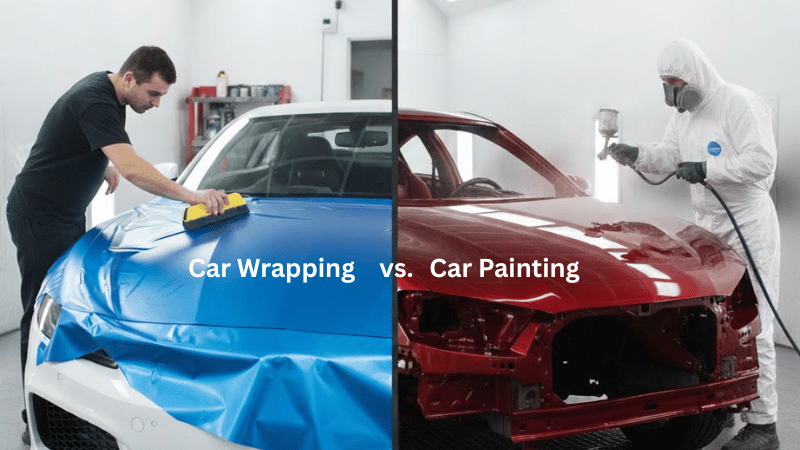 Comparison between paint job and wrapping vinyl on two Mercedes