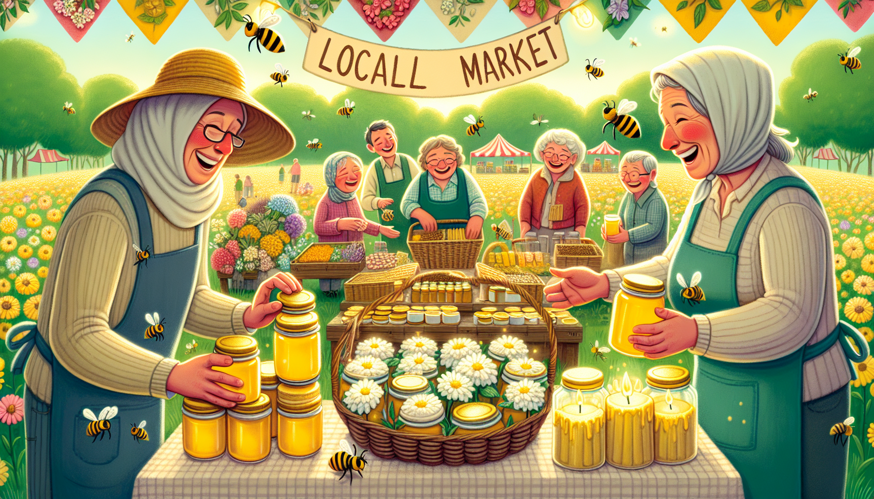 Illustration of a local community supporting beekeepers