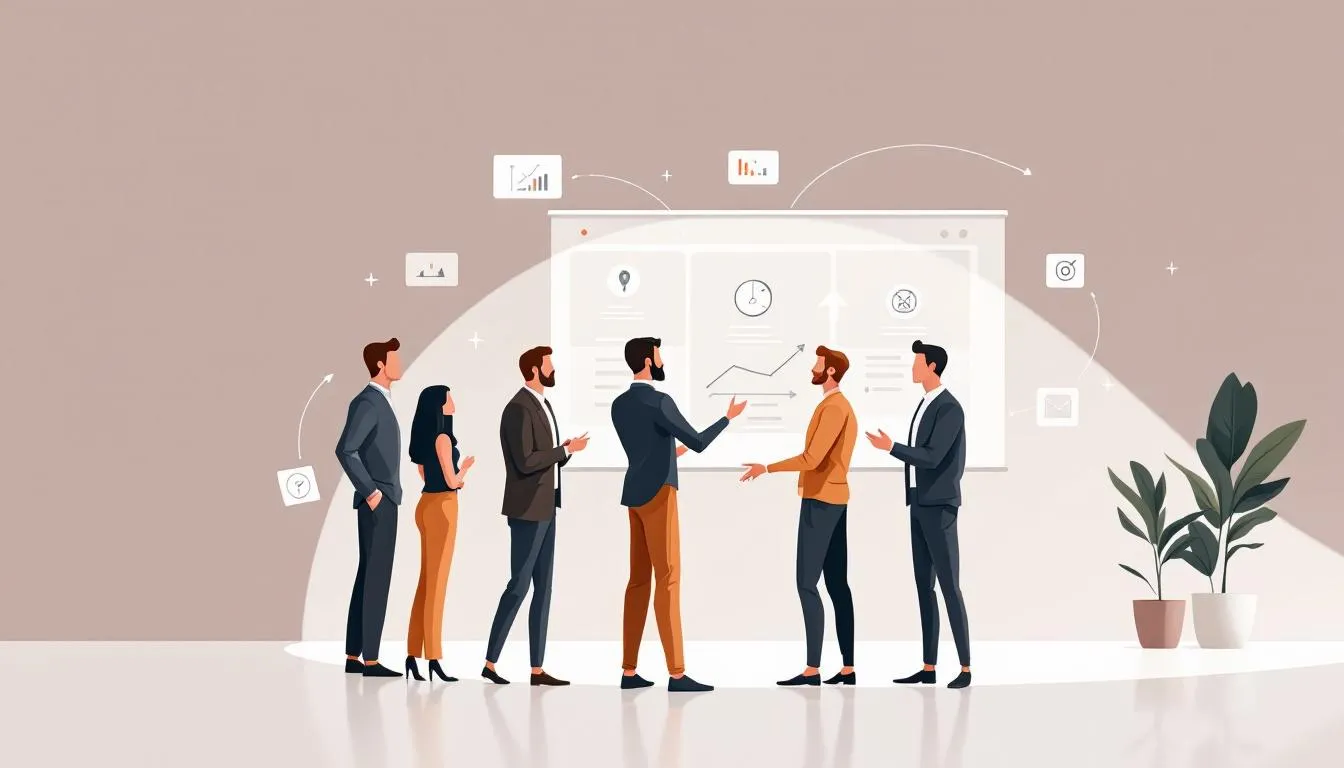 An illustration depicting the concept of change management in an organizational setting.