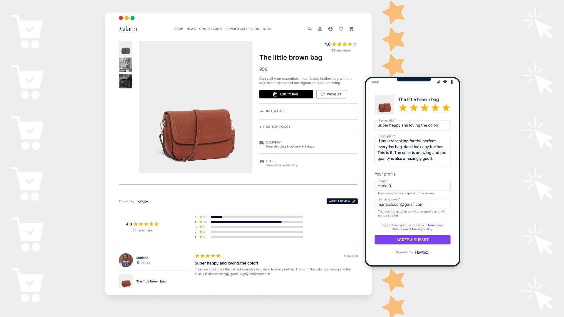 dropshipping marketing - show reviews on product pages 