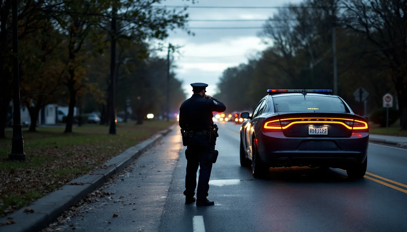 An overview of the Texas DWI arrest process, highlighting a police officer conducting a traffic stop.