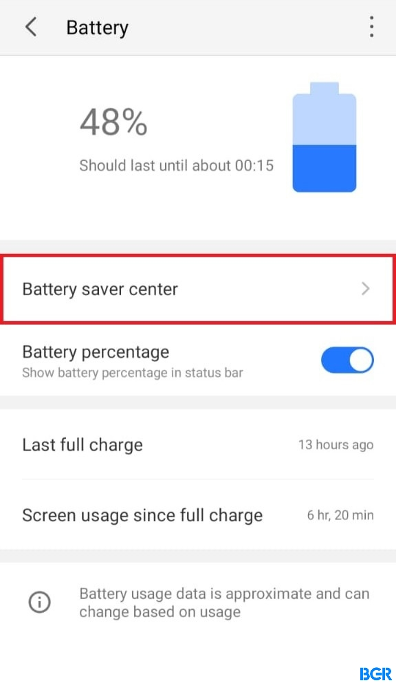 Battery saver center