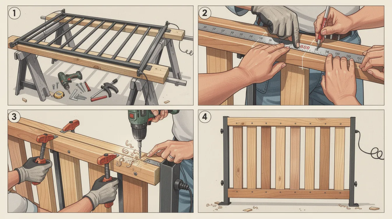 Attaching boards to a gate frame for a professional finish.