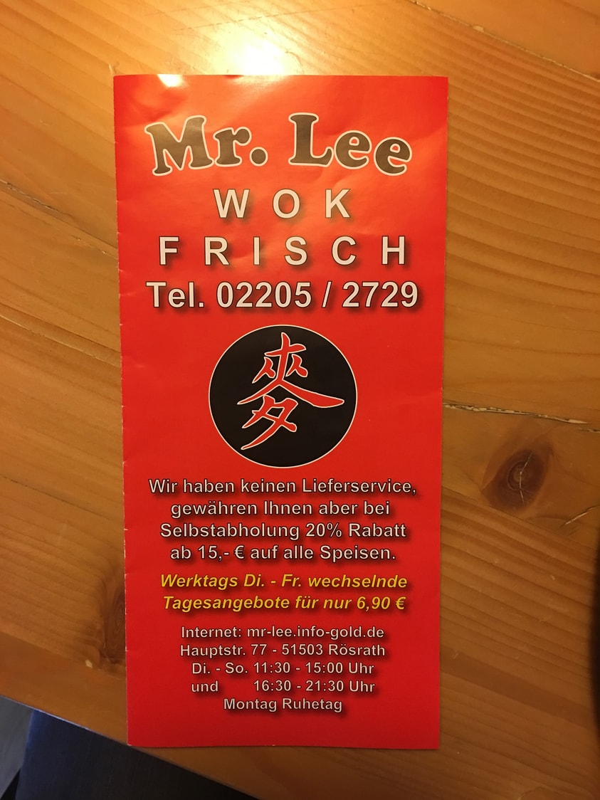 Mr Lee Rösrath, Hauptstr. 77, 51503 Rösrath - Prospekt mit Speisekarte, Gerichte mit frischen Kräutem und keine Cookies auf der Website