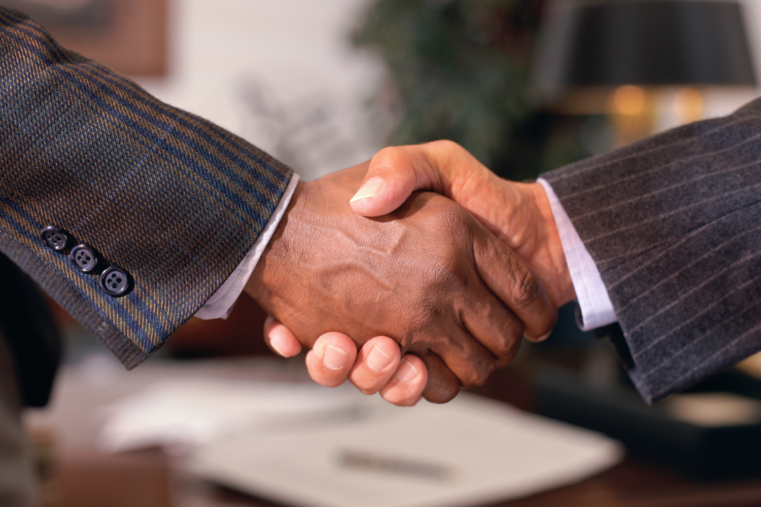 Two professionals shaking hands.