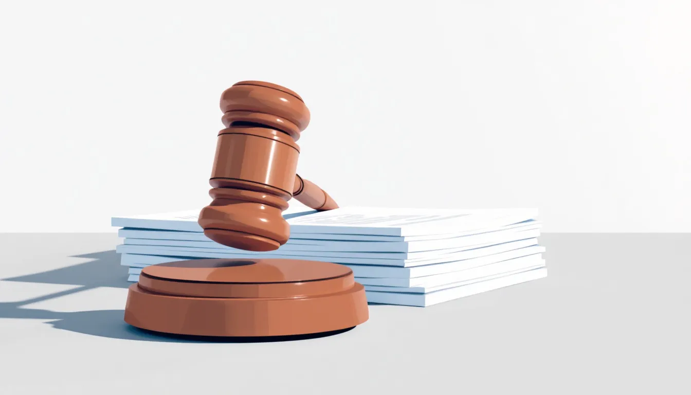 A gavel and legal documents symbolizing the probate process in court.