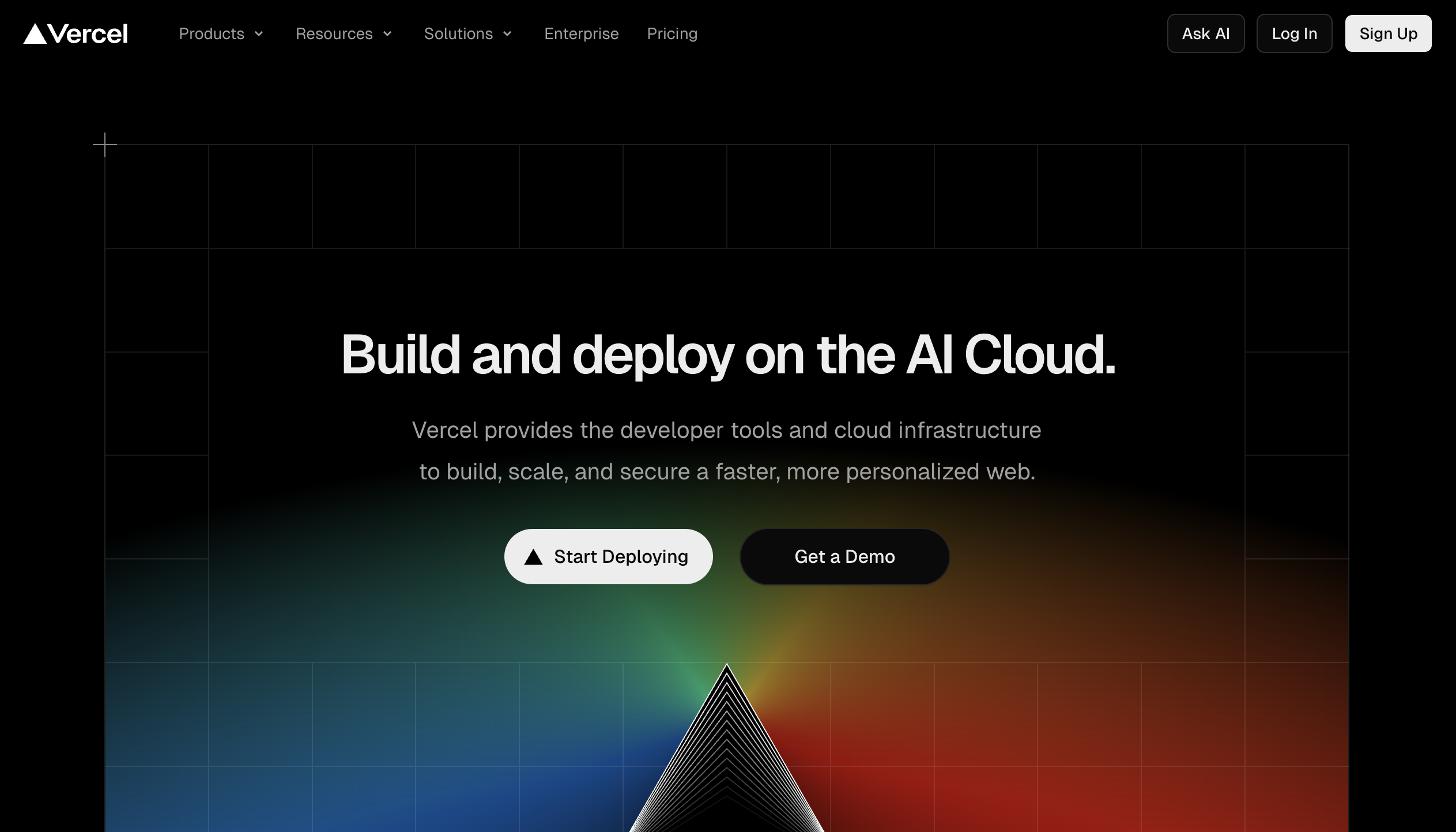 Vercel website homepage