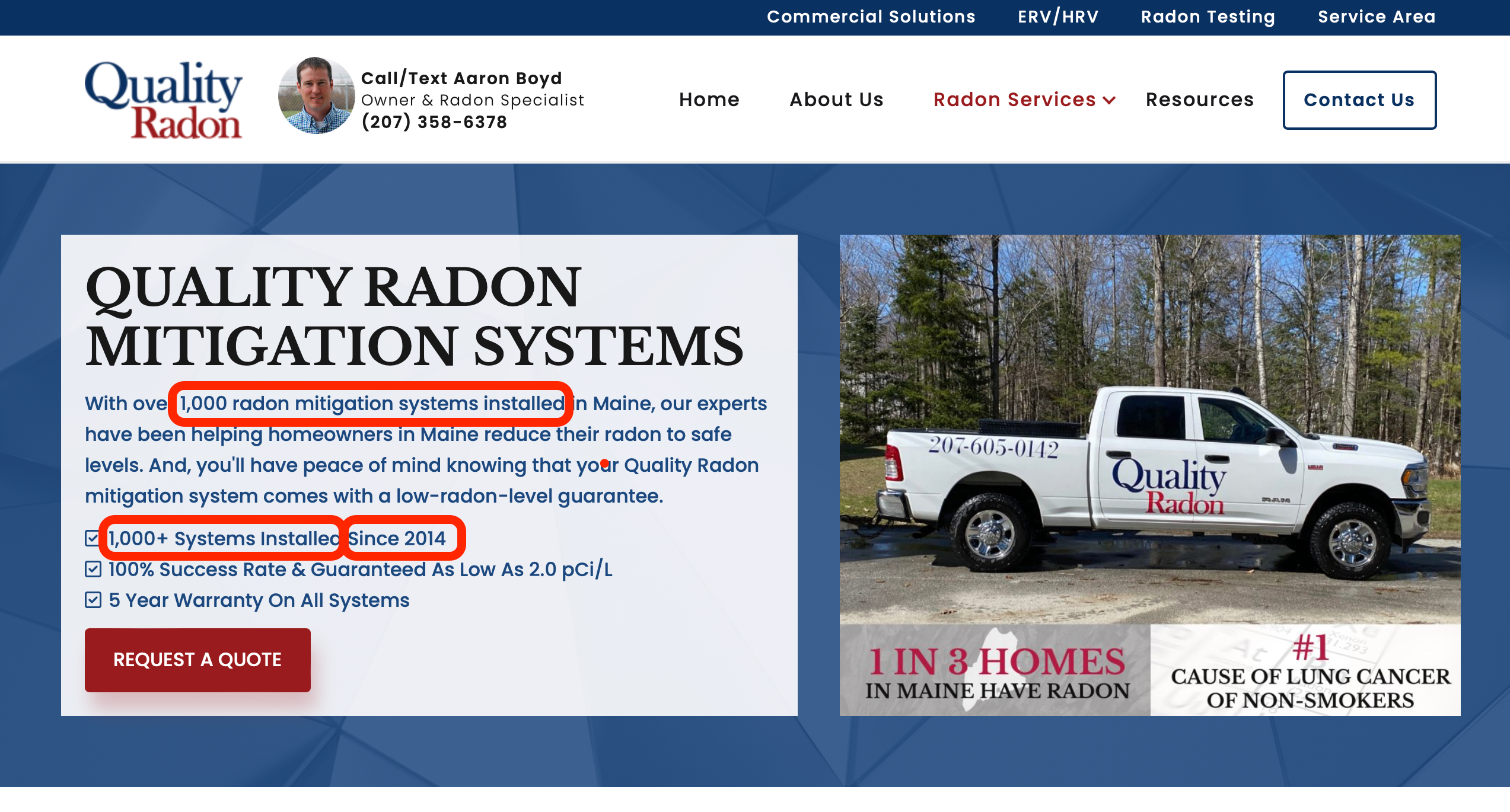 Proof points on radon mitigation website Quality Radon