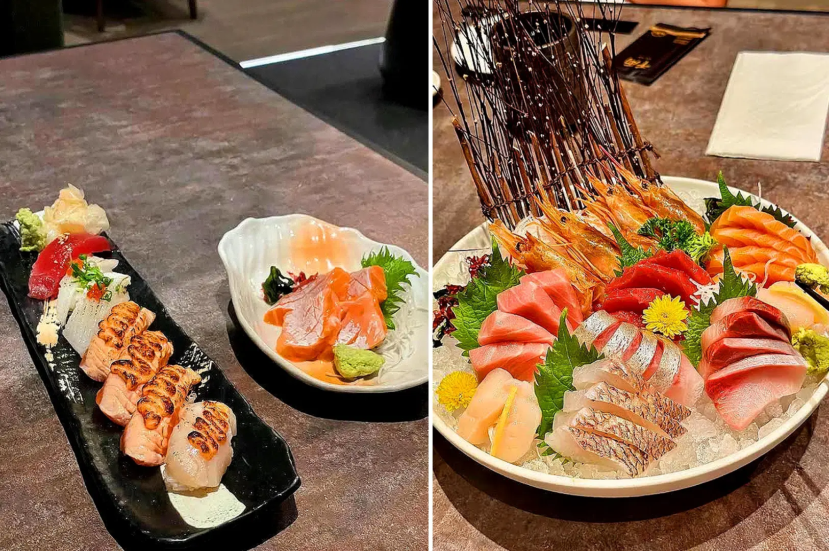 Sen-ryo Singapore sushi and sashimi selection featuring salmon, tuna, prawns and fresh seafood