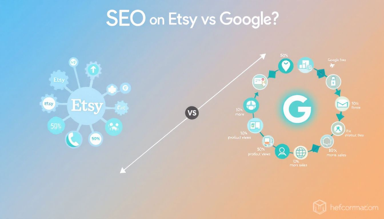 Comparación visual entre SEO en Etsy y Google.