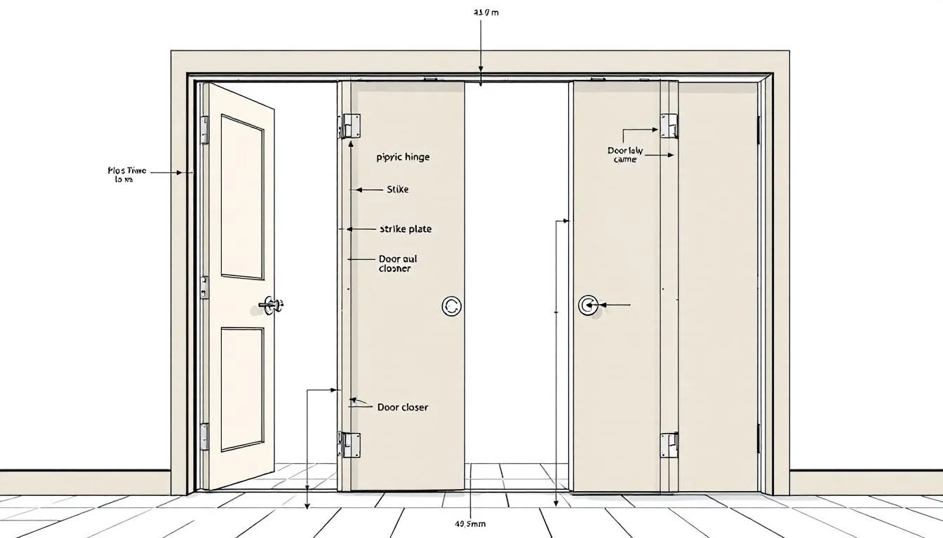 An illustration depicting the mechanics of swing doors, highlighting their operation in a home setting.