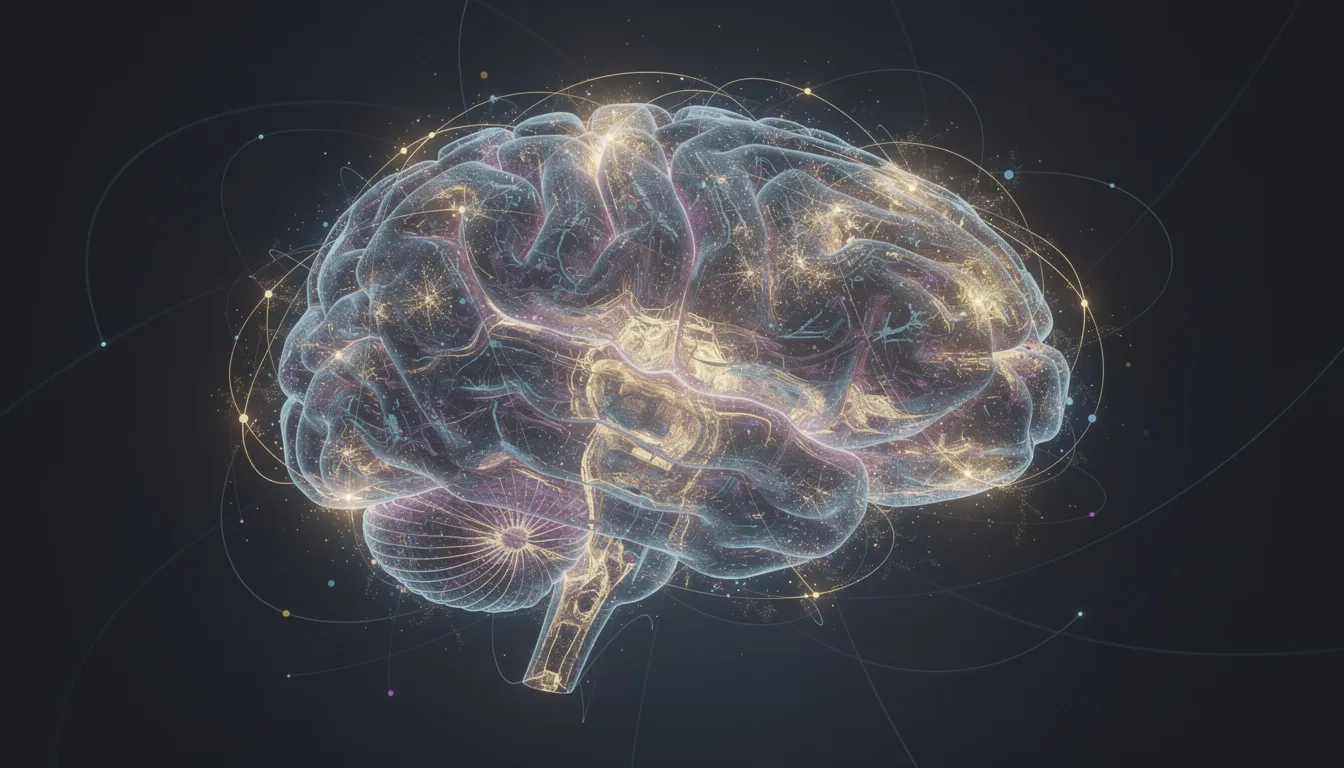 The image depicts a stylized brain composed of interconnected gears and nodes, symbolizing the concept of collaborative leadership and teamwork. This visual representation highlights the importance of diverse stakeholders and collaborative efforts in fostering innovation and effective decision-making within a group.