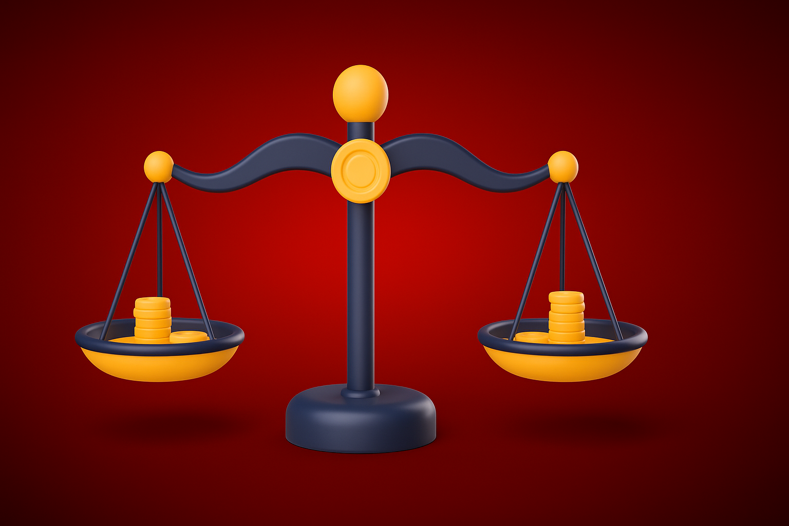 name: recht-gleichgewicht, alt: 3D-Waage auf weißem Hintergrund, title: Gleichgewicht und Gerechtigkeit