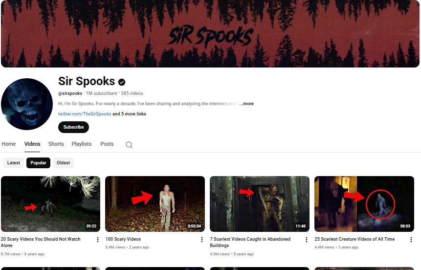 Sir Spooks YouTube channel.