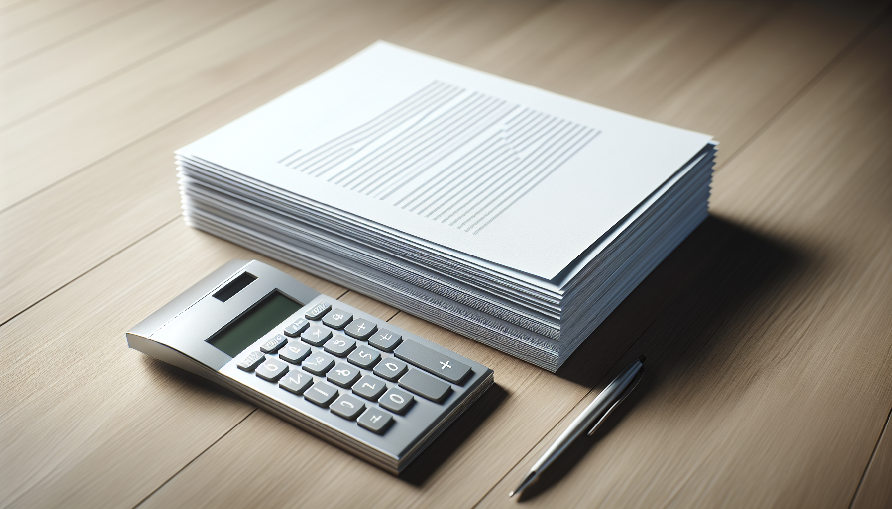 Financial documents and a calculator representing compensation and reimbursement