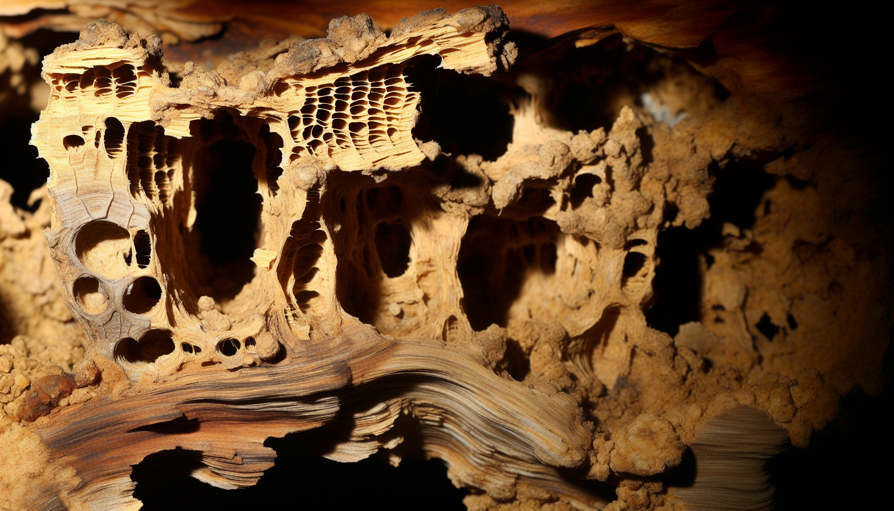 Photo of subterranean termite tunnel system