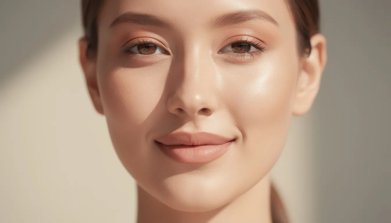 A person with radiant, healthy-looking facial skin is illuminated by natural lighting, showcasing a youthful texture that suggests the benefits of hydration and nutrients, possibly enhanced by products like macadamia nut oil or premium beef tallow. Their skin appears vibrant and smooth, reflecting a balanced diet rich in healthy fats and antioxidants.