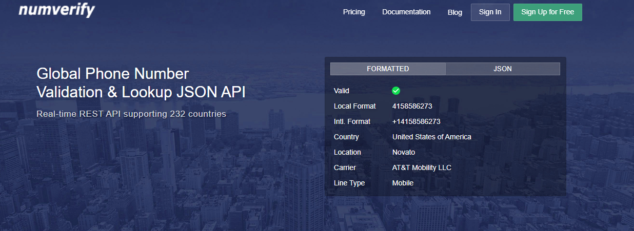 cell phone verification api or phone validation api