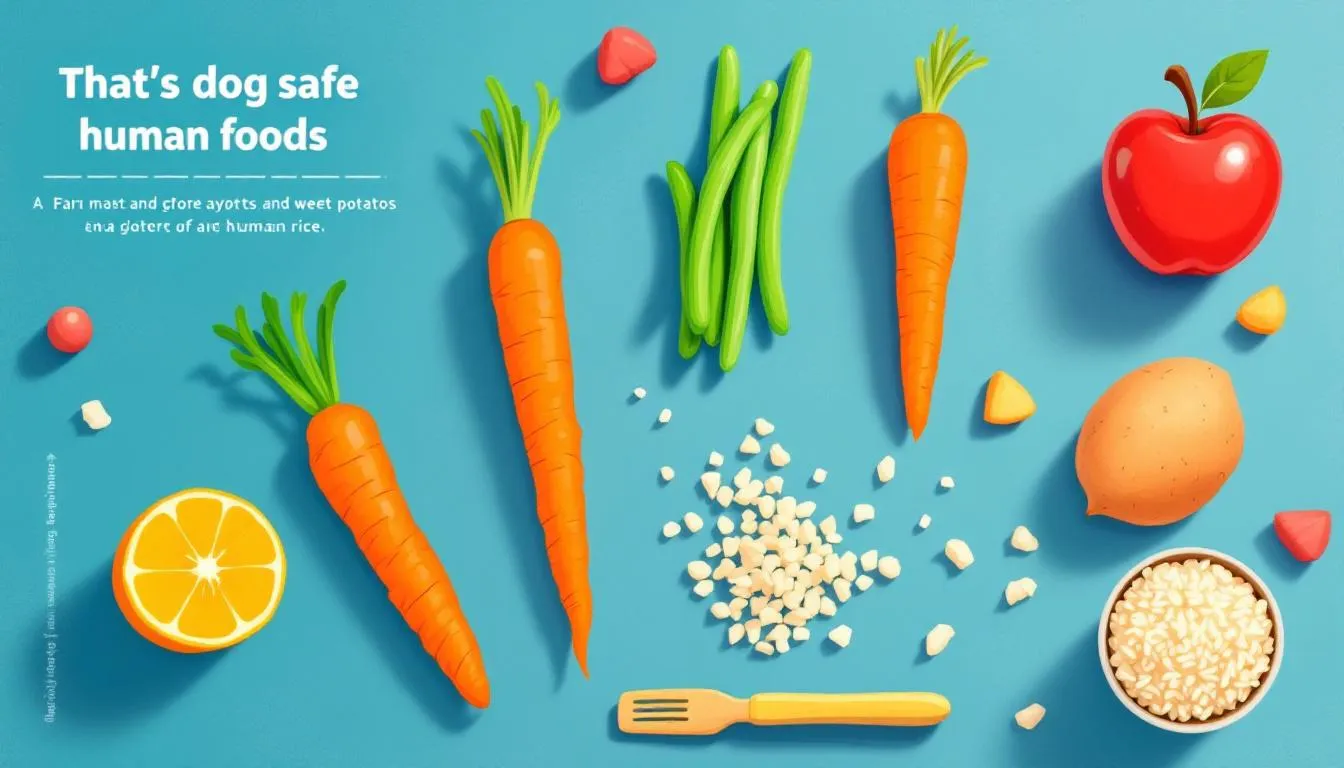 A selection of human foods that are safe for dogs, emphasizing pet safety.