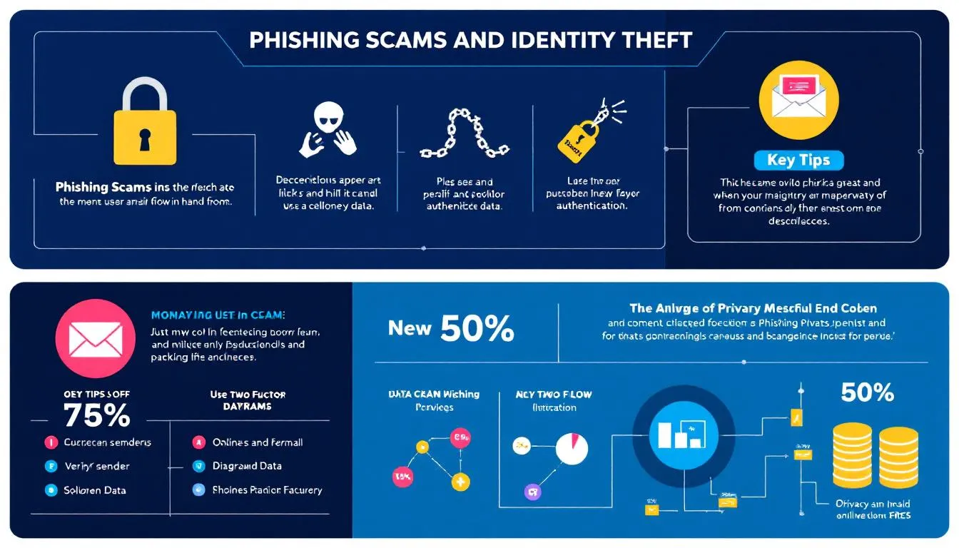 A representation of phishing scams and identity theft.