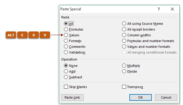 Cut, copy, and paste shortcuts in Excel.