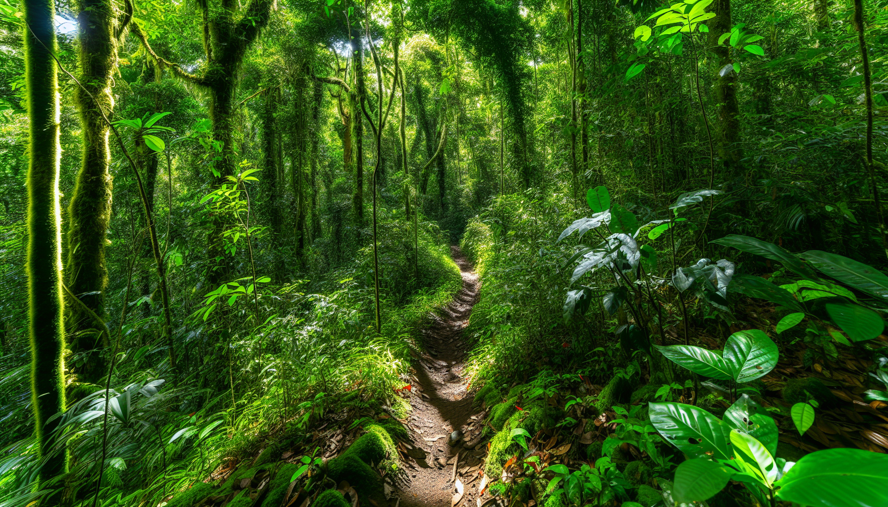 Hiking trail in the lush rainforest of Osa Peninsula