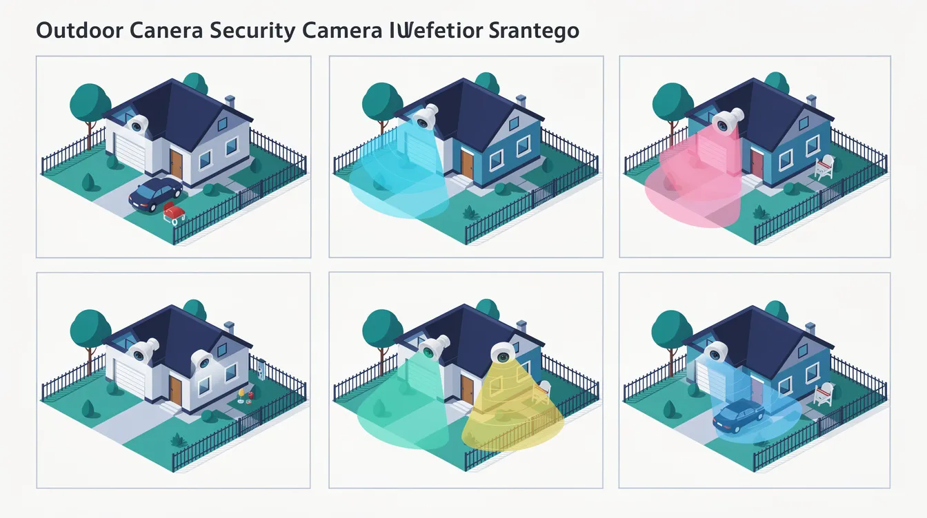 Outdoor security camera strategies demonstrating effective coverage of a home&rsquo;s perimeter.